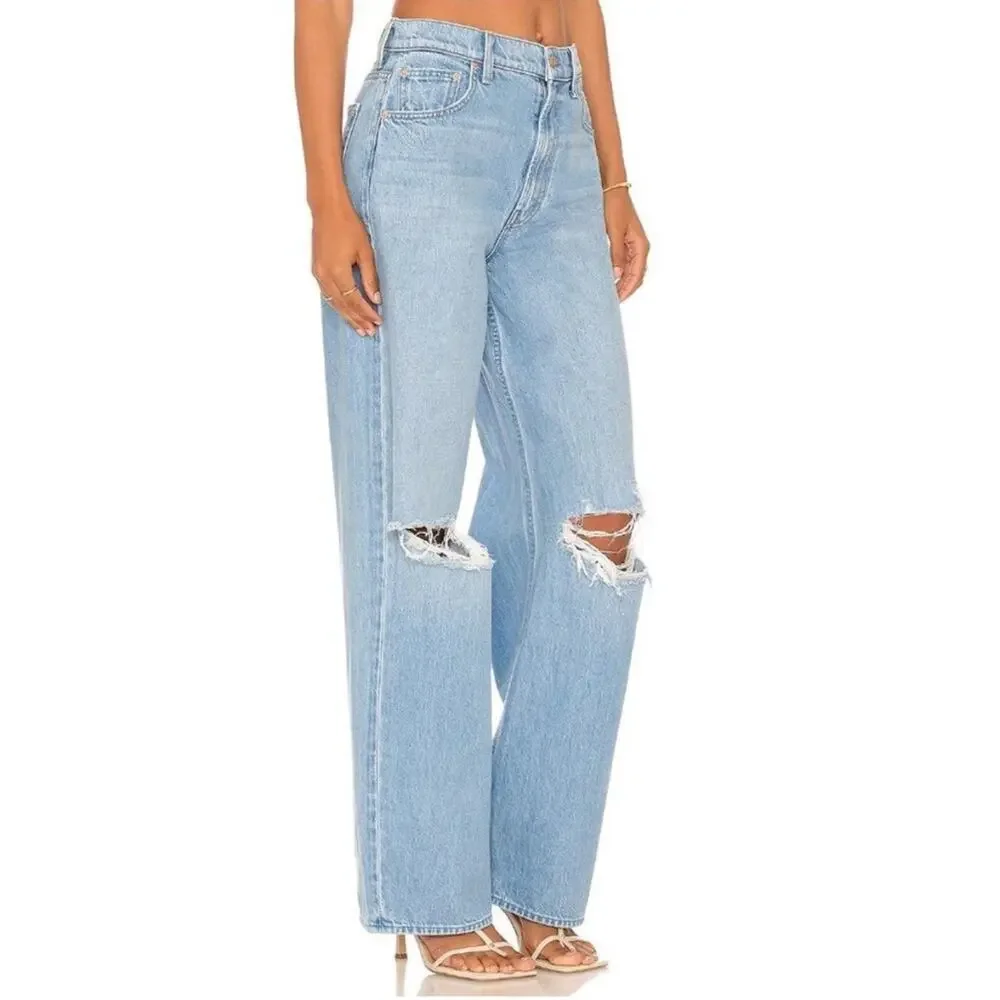 MOTHER SNACKS! The Fun Dip Puddle Wide Leg Jeans in Lots of Nibbles Size 26